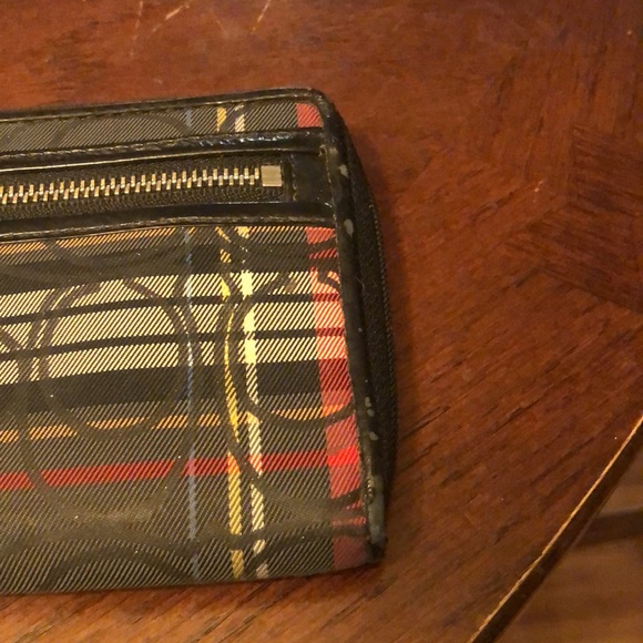 Coach Poppy Tartan Plaid Red Black Accordion Zip Style Wallet #1 - Picture 3 of 6